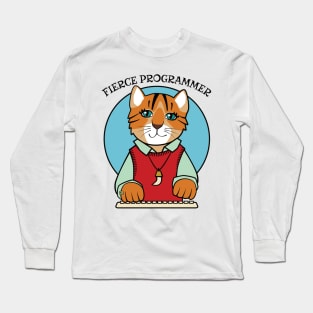 Fierce Programmer Tiger Cat Long Sleeve T-Shirt